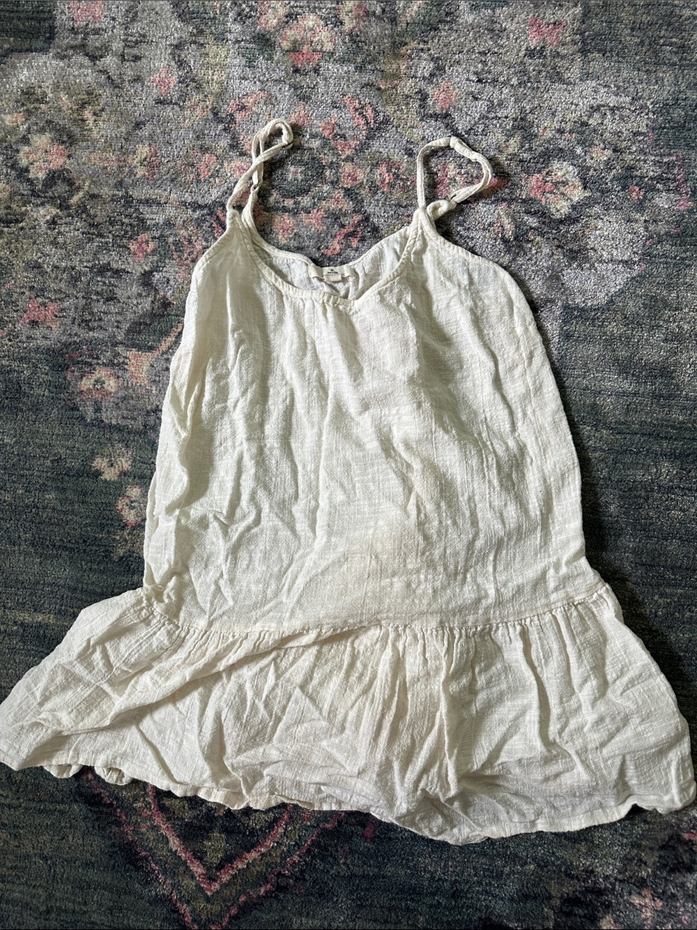 Rip-curl Lightweight Cream Linen Spaghetti Strap Babydoll Swim Beach Coverup - M